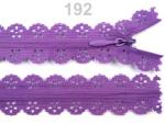 Spitzen Reißverschluss mit Zipper Blütenmuster 18 cm - Violett